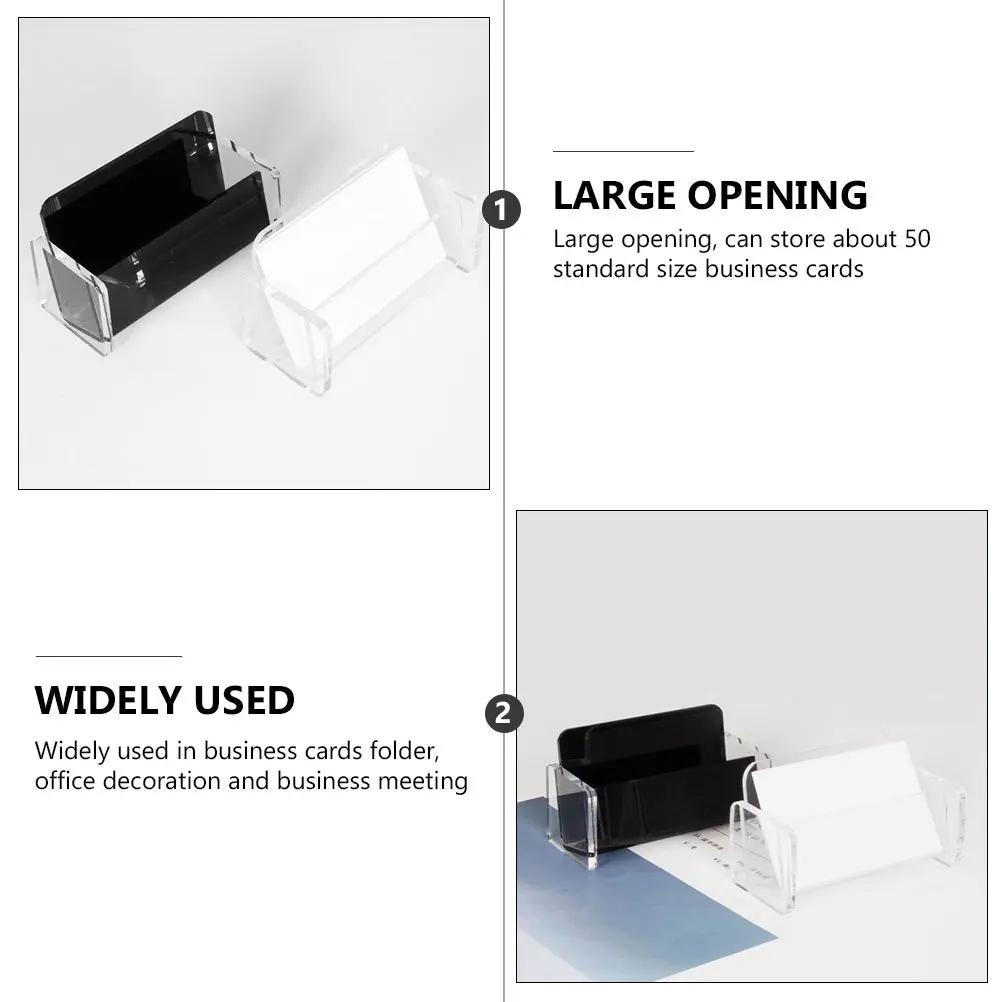 

2pcs Clear Single Layer Desktop Business Cards Storage Box Name Card Holder High Capacity Acrylic Organizer For Office Desk