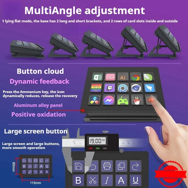 Imagem -02 - Stream Deck Mini Control Zoom Teams Powerpoint ms Office e Mais Ícones Personalizados sem Costura Lcd Key Melhorar a Produtividade