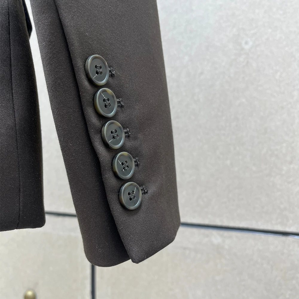 سترة نسائية من مزيج الصوف، نمط ركاب بقصة ضيقة لتحديد الخصر، بدلة مزدوجة الصدر متعددة الاستخدامات لشتاء 2025 جديد Y2k