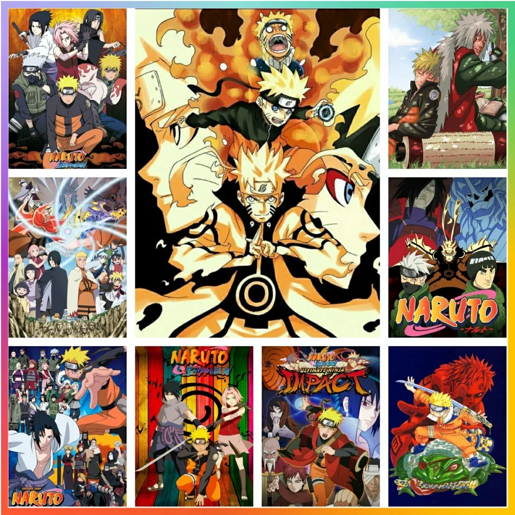 Naruto Shippuden Japanese Cartoon Diamond Painting Puzzle Cross Stitch Artificial Mosaic Embroidery House Decor 5D DIY Adult Set