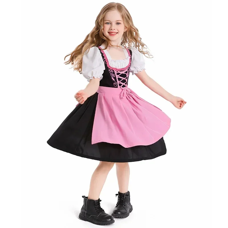 Child German Dirndl Dress Beer Festival Maid Dress Oktoberfest Girls Costume Cosplay Costume Party Dress