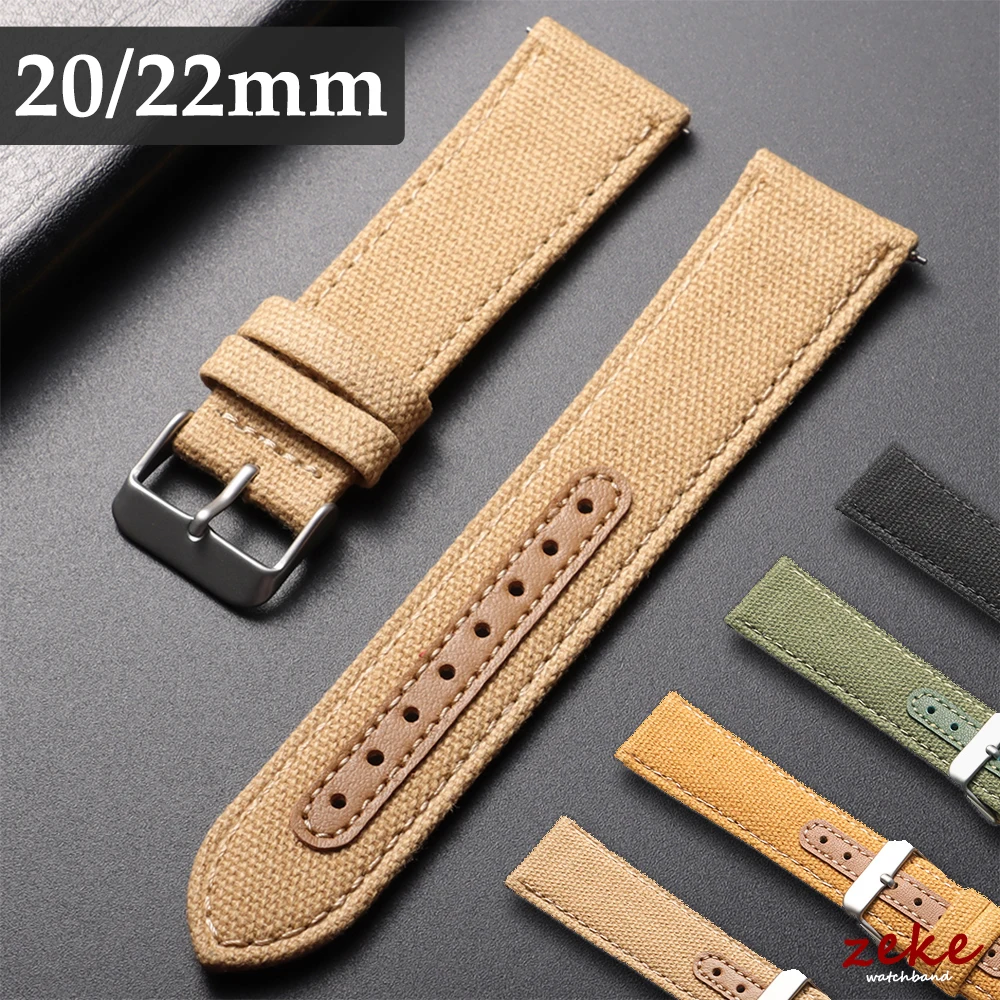 

Universal 20/22mm Watch Strap Men Women Nylon Leather Band Military Fabric Leathers Wristband Quick Release Army Sport Bracelets