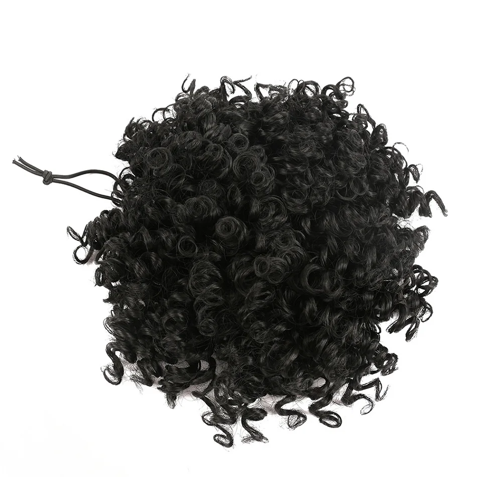 Afro Puff Kinky Curly Drawstring Ponytail Synthetic  Hair Bun Fluffy Short Hairpiece For Women Daily Party Cosplay