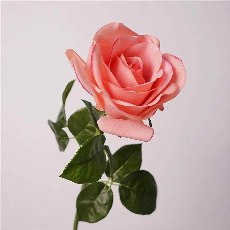 5Pcs Hand Feel Moisturizing Latex Rose Flowers Artificial Real Touch Roses Bridal Bouquet Wedding Decor Home Party Table Floral