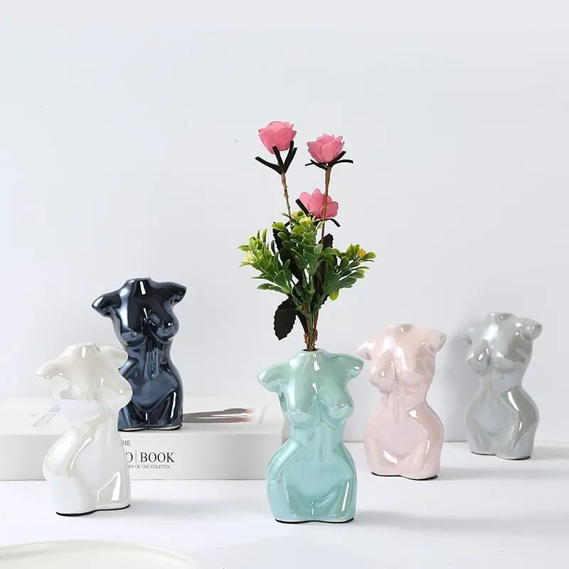 Creative Female Body Ceramic Vase Countertop Decoration Figure Art Sculpture Flower Pot Tabletop Flower Vase Home Decoration New