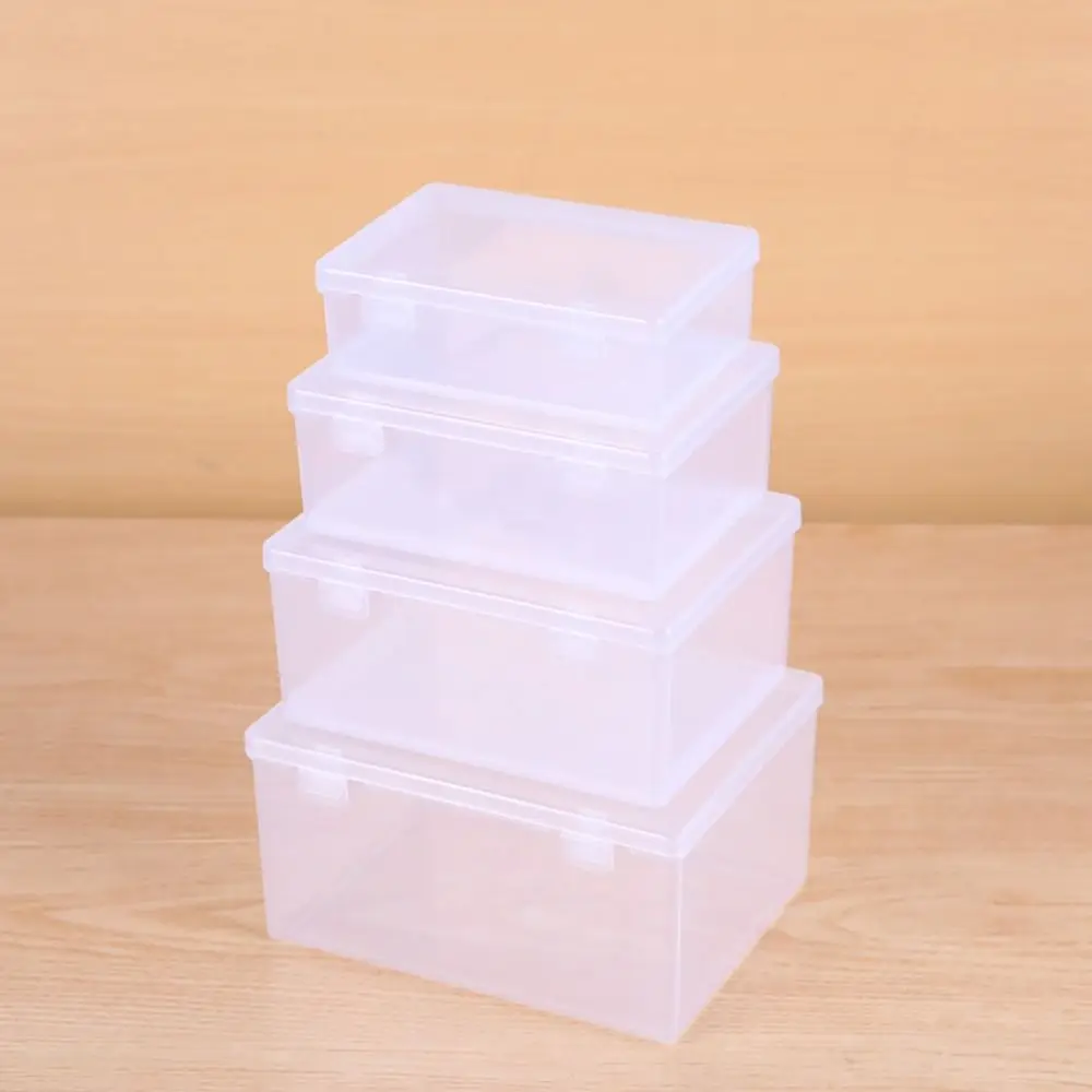 1Pcs Thickened Storage Box Transparent Portable Flip Box Small Medium Large Rectangle Plastic Case