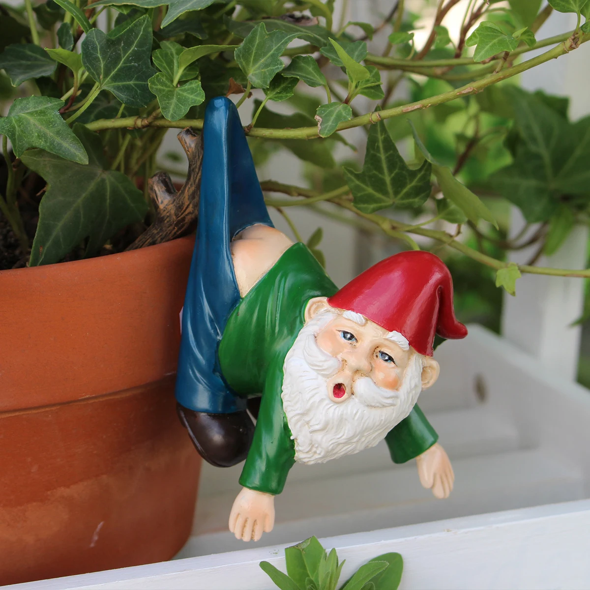 1pc Cute Dwarf Pants Hooked Bonsai Pendant, Garden Resin Statue Ornaments, Creative Dwarf Goblin Flower Pot Decoration