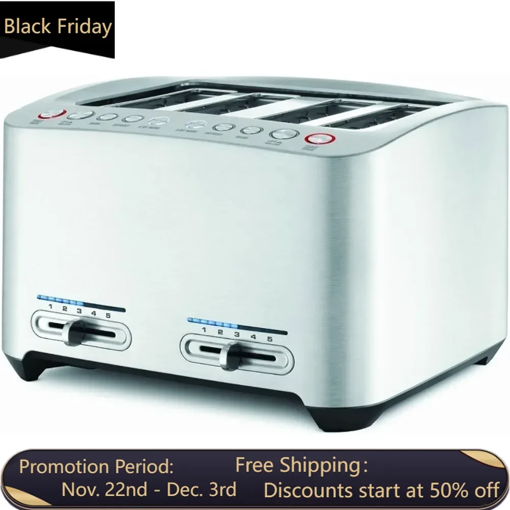 Die cast intelligent toaster with 4 pieces of brushed stainless steel in light green for free transportation