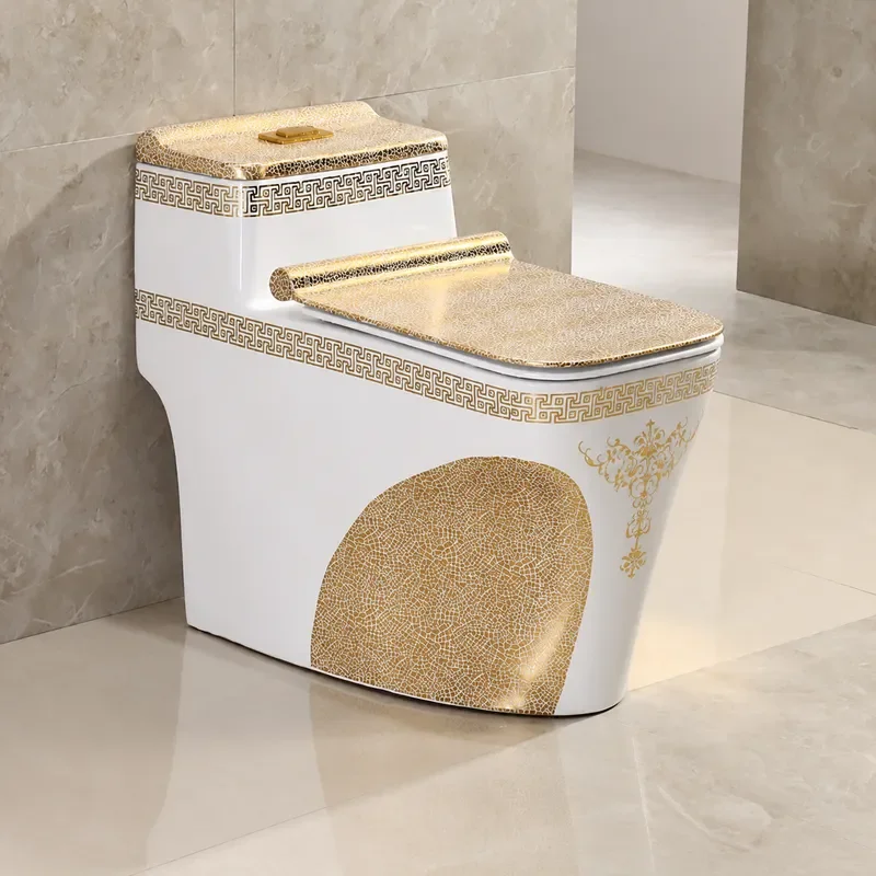 Wholesale Gold Swirl Toilet Large Diameter Silent Flush Ceramic Bathroom Commode Chaozhou Guangdong Household Sanitary Ware