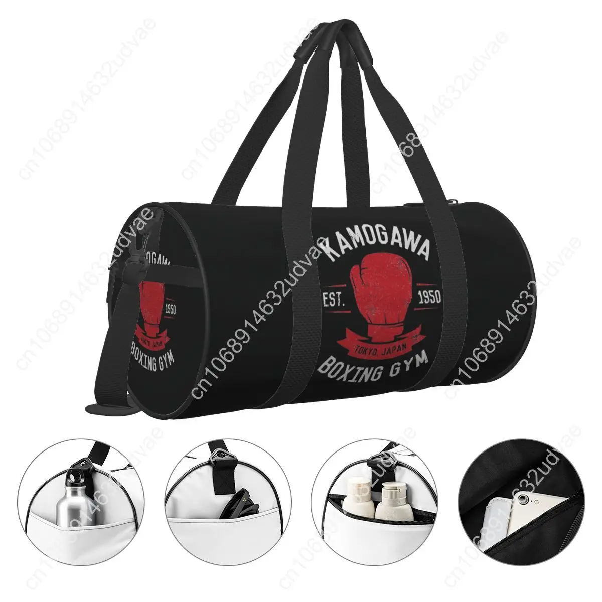 Kamogawa Boxing Gym Vintage Gym Bag Portable Sports Bags with Shoes Training Pattern Handbag Graphic Fitness Bag For Male Female