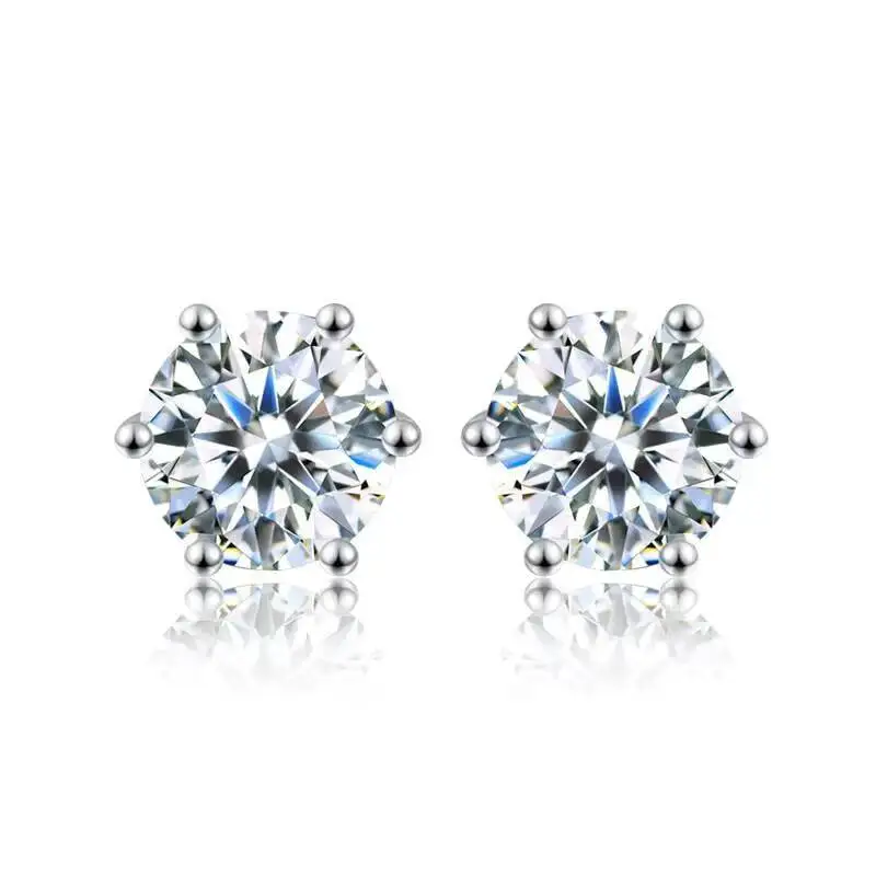 TY D Farbige Brillant-Rundschliff-Labor-Moissanit-Ohrstecker für Damen, 925er Sterlingsilber plattiert, Hochzeitsschmuck, Geschenk – Detail 8