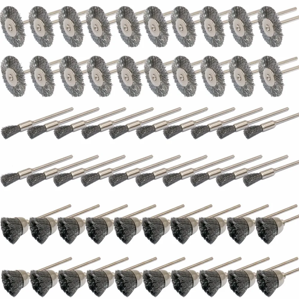 

60PC Steel Wire Wheel Brushes Set Kit Accessories for Dremel Rotary Tools