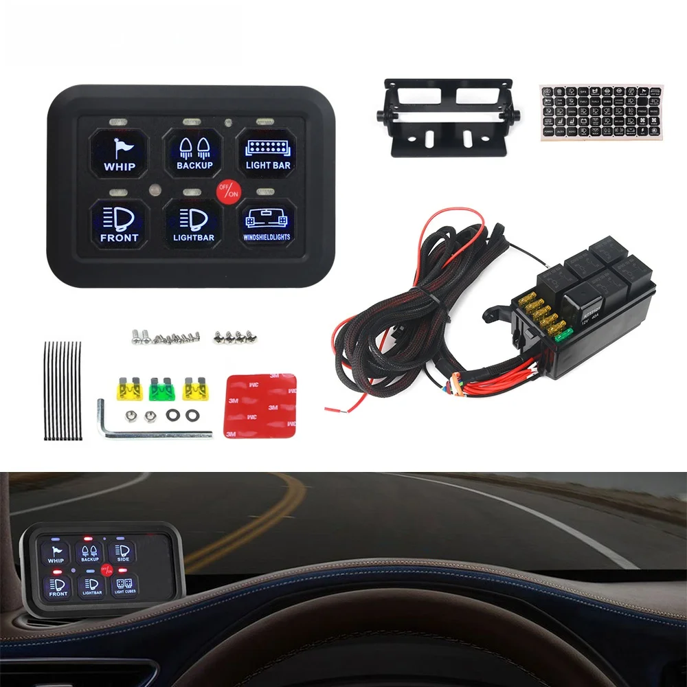 

Универсальная светодиодная панель переключателей 6/8 галлонов, 12 В, система реле включения-выключения света, тонкая электронная релейная система для внедорожника, лодки, каравана