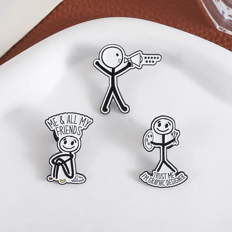 Funny Stick Figure Enamel Pins Set 