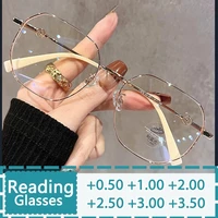 Gafas de lectura de Metal de gran tamaño para mujer, anteojos ópticos de resina redonda a la moda para presbicia, dioptrías personalizadas + 50 ~ + 600 # 302867
