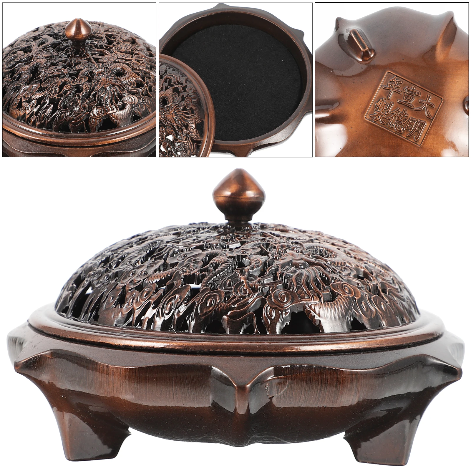 

1 pc Style Aroma Censer Burner Incense Burner Ornament Zinc Alloy Aroma Stove Desktop Censer Adorn Home Decor Purify Air