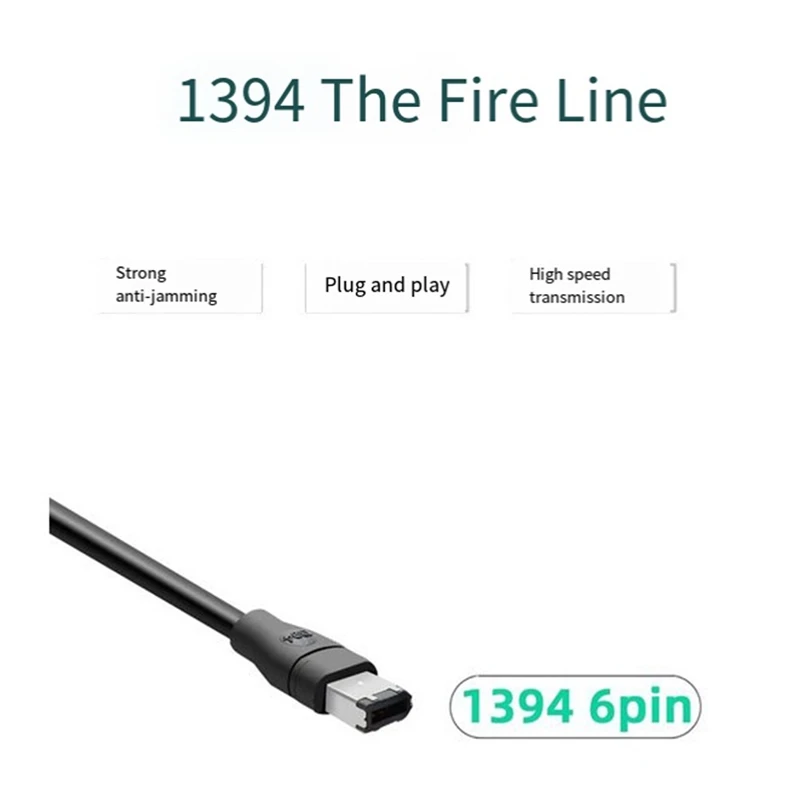 1.8M Firewire Cable Black IEEE 1394 Firewire 400 To Firewire 400 Cable 6Pin Male To 6Pin Male Cable Durable Easy To Use