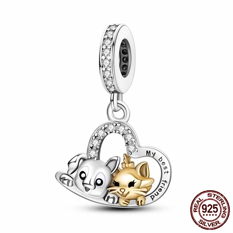 

S925 sterling silver cat and dog charms paired with an original bracelet make a perfect DIY jewelry gift for women.