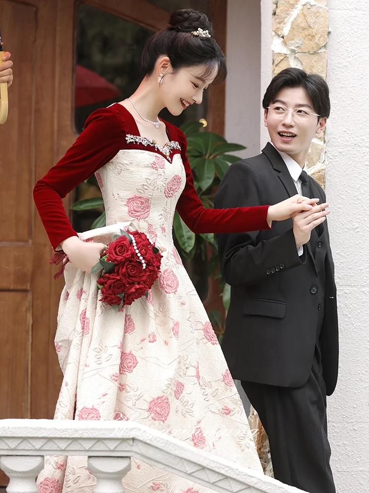 

Элегантное длинное вечернее платье Ele Long Sve розового цвета для невесты, подходит для банкетов, свадеб, церемоний возвращения домой и повседневной носки