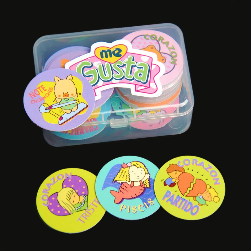 Lote De Tazos Me Gusta Salo ชุด 60pcs การ์ตูนอะนิเมะเด็กวันเกิดเกมรอบพลาสติกการ์ดอัลบั้มหายากก๊อก Pogs ของขวัญ
