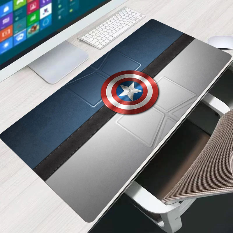 แผ่นรองเมาส์ แคปตันอเมริกา เกมเมอร์ แผ่นรองเมาส์สำหรับเล่นเกมแบบไม่ลื่น แผ่นรองเมาส์พิมพ์ลาย HD แผ่นรองคีย์บอร์ด แผ่นรองเมาส์ขนาดใหญ่ แผ่นรองเมาส์สำหรับเล่นเกม แผ่นรองโต๊ะทำงาน