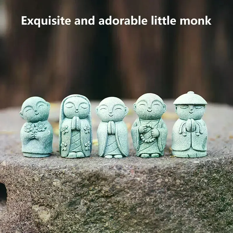 Durable Miniature Statue Exquisite Cute Little Monks Figurine Handmade Zen Garden Ornament Aquarium Decor