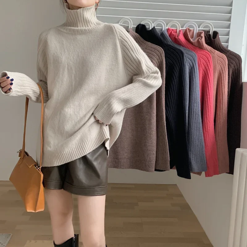 DXH-2-203-B Women's Loose Fit Casual Polo Sweater Turtle Neck Pullover Autumn/Winter New Style Long Sleeve from China