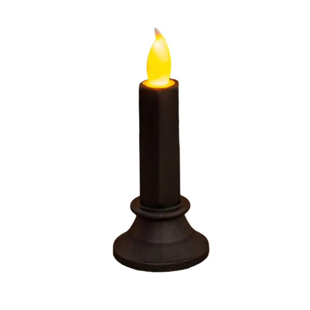 Safe Flameless Halloween Black LED Candle Simulated Plastic LED Electronic Candle Warm Light Electronic Candle Lights Party