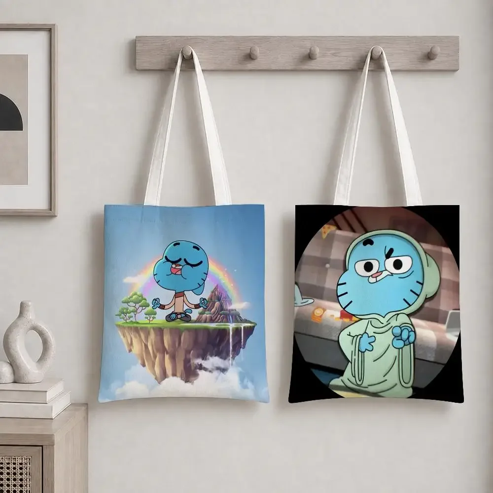 A-Amazing World G-Gumball Storage Bags Canvas Tote Bag Double-Sided Print Fashion Shoulder Shopping Bag Gift Handbags