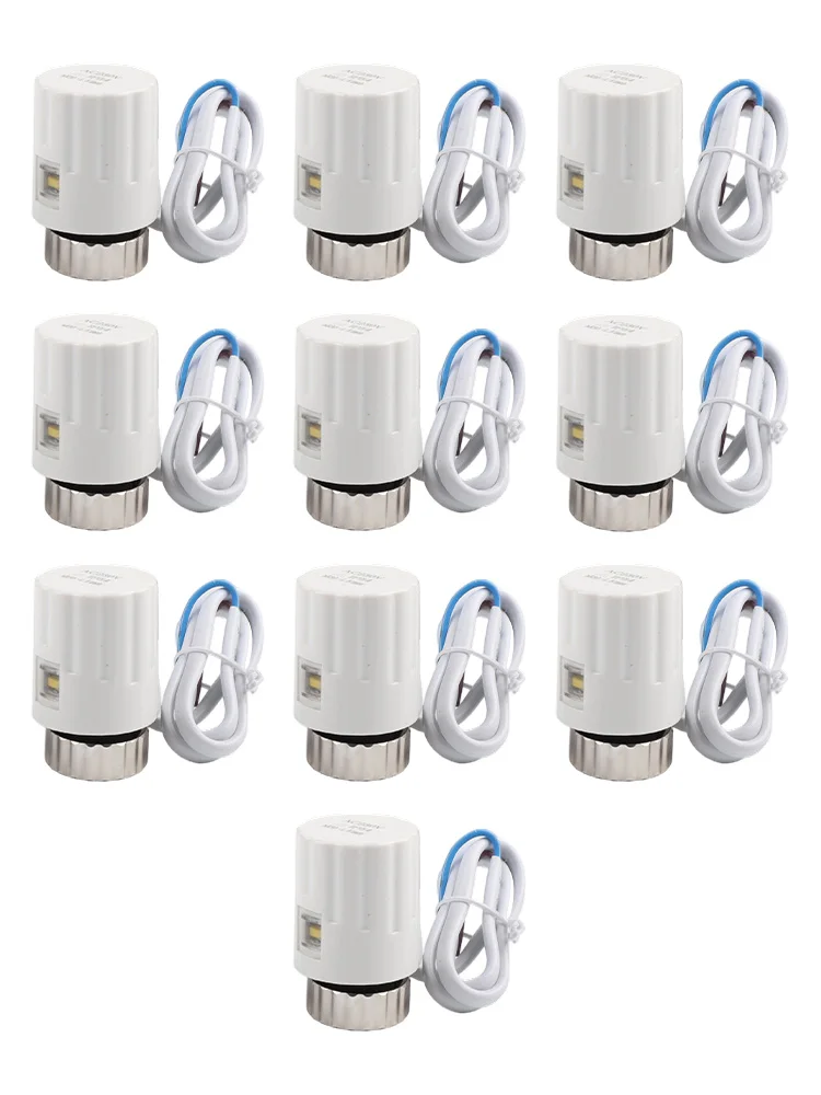 10PCS 230V Normally Open Electric Heating Actuator M30x1.5 Thread White PC Material For Floor Heating Water Distributor Radiator