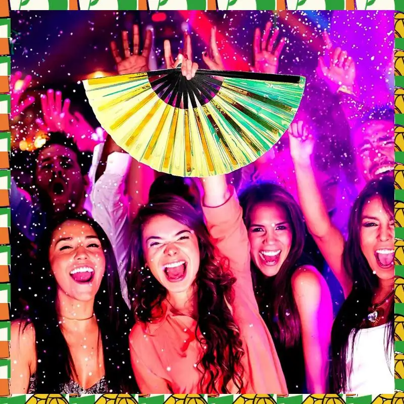 Professional Tool 2 Pcs Holographic Raves Fan Folding Hand Fan Decorative Folding Fans Folding Fan For Women Men Halloween Pride