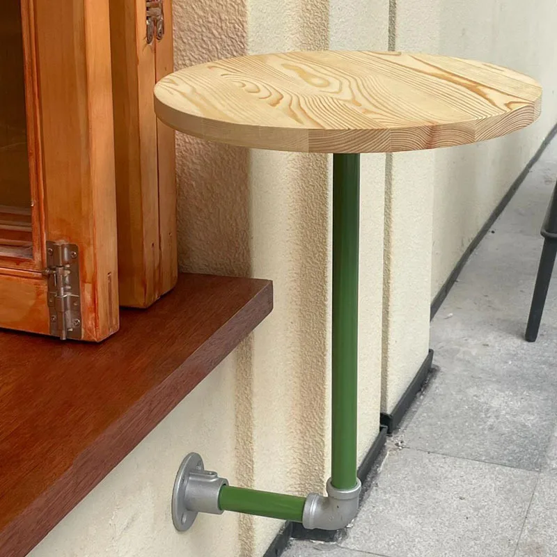

Log small round table coffee wall hanging table simple modern milk tea shop wall card seat dining table creative edge