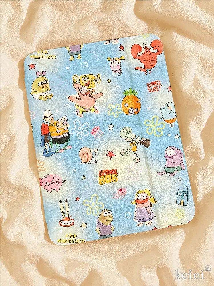 

Cute Yellow Sponge Case For iPad Air 11 Case 10th 11th A16 9th Cover iPad Pro 11 4 5 10.9in 12.9 M2 M3 M4 Mini 7 Pencil Holder