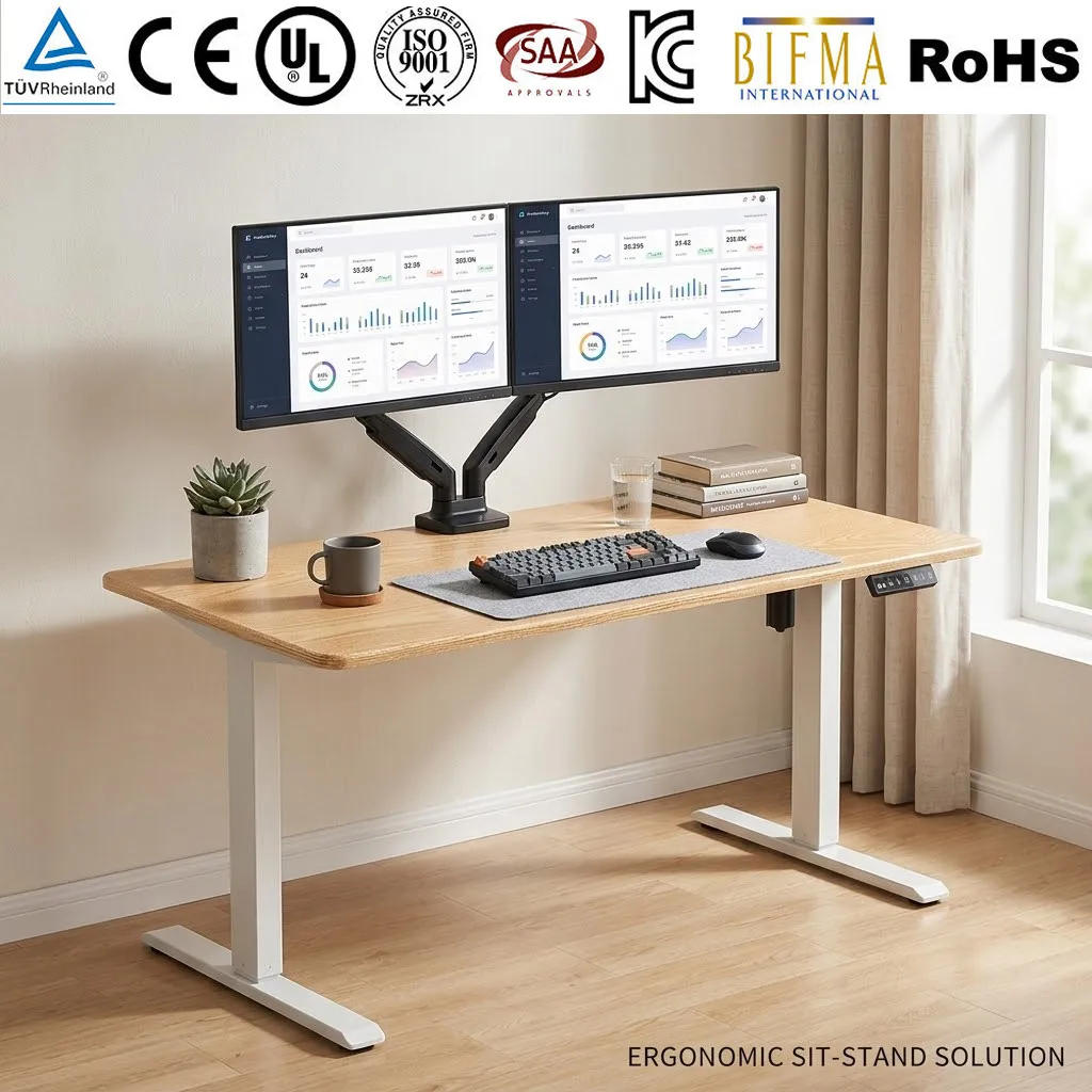 Ergonomic Office Furniture Electric Motorized Single Motor Lifting Computer Table Height Adjustable Sit Standing Desk Stand up