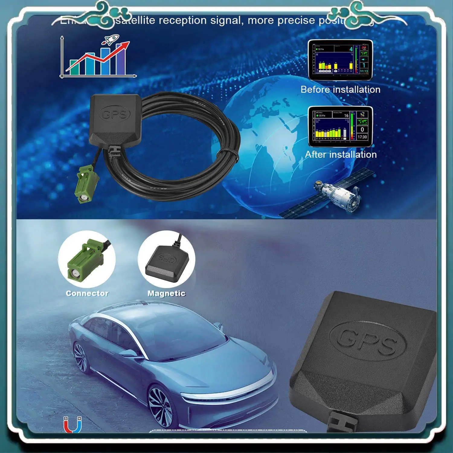 Premium Active GPS Navigation Antenna AVIC Connector For Pioneer AVIC 5100 5200 5201 7200 W4400 W4500 W6400 W8400 W8500 W8600NEX