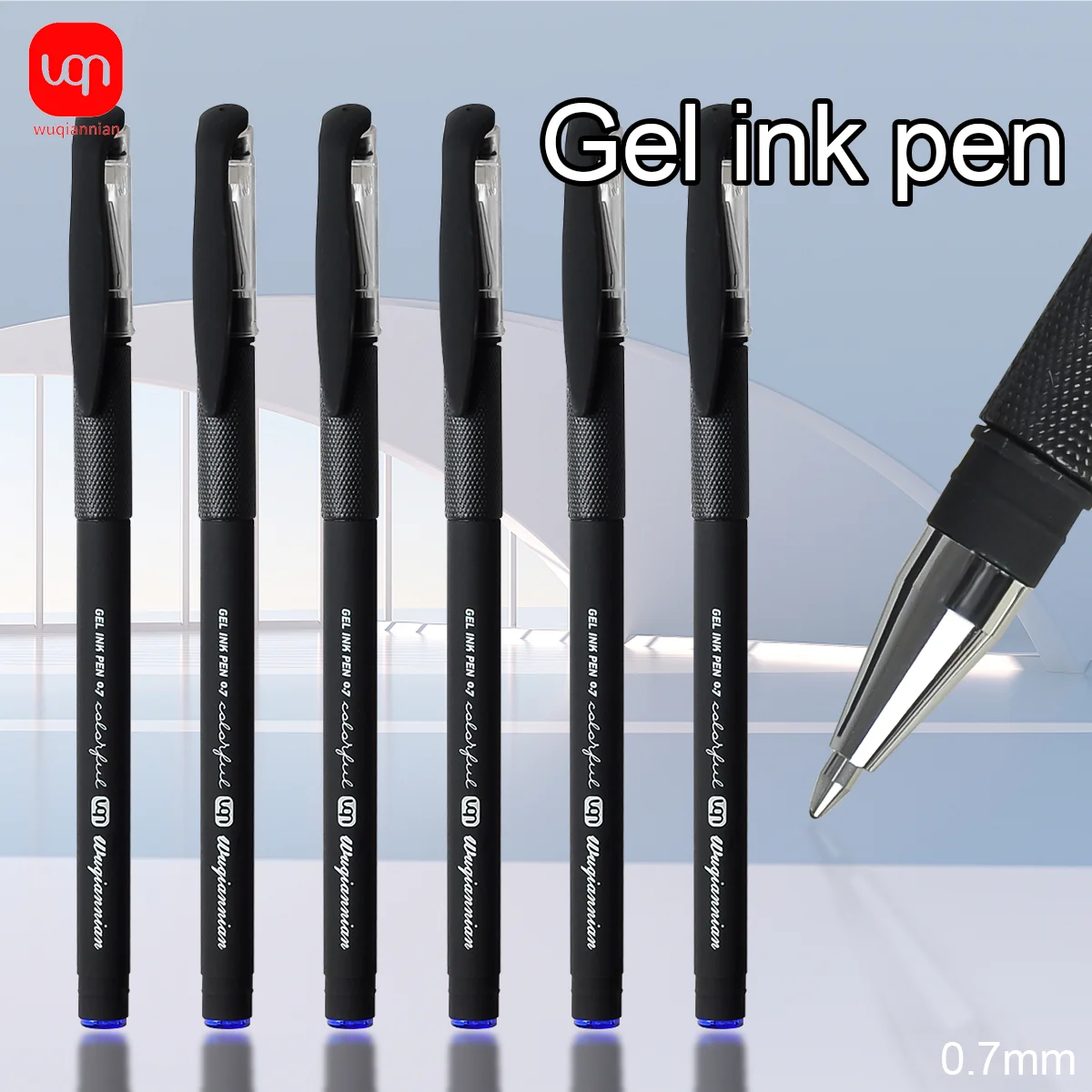 WQN 3/6/12 Bolígrafo negro de 0,7mm, portalápices de plástico, tacto cómodo, escritura suave, bolígrafo de examen de tinta negra