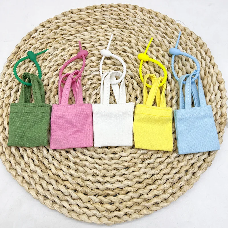 Mini Tote Bag Keychain with Cable Tie,Colorful Coin Purse Keychain,Cute 7CM Makeup Pouch Bag Wallets Accessories