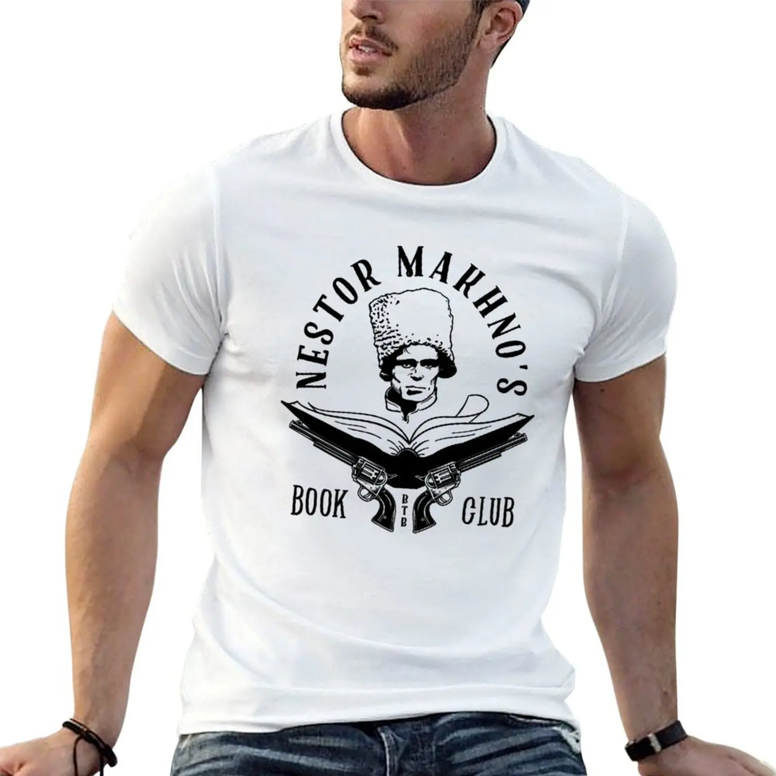 Nestor Makhno's Book Club - Black Version T-Shirt Retro Graphic Print T-Shirt