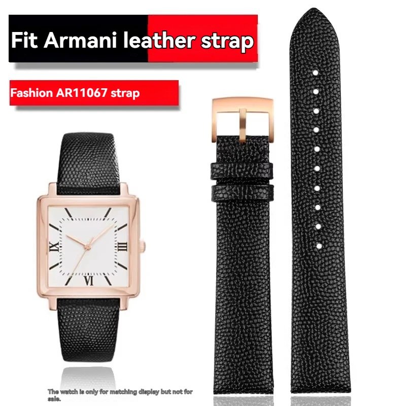 

For Armani Watchband Strap AR11067 AR1674 AR1616 AR0169 AR0676 Watch Strap Female Lizard Pattern Black Lea-ther Bracelet 18mm