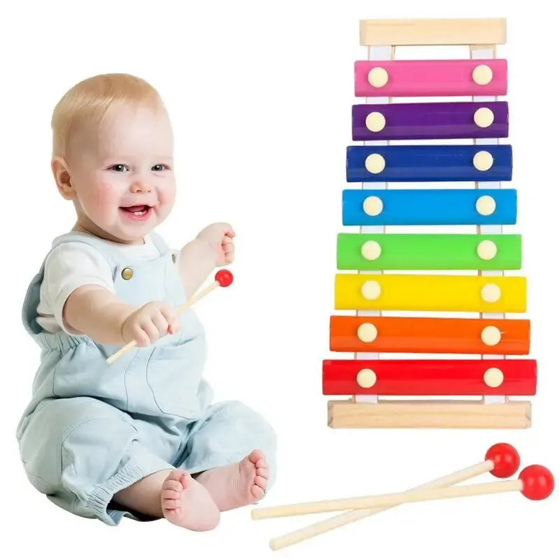 Wooden 8 Tones Multicolor Xylophone Wood Musical Instrument Toys For Baby Kids Wood Musical Instrument Toys Accessories