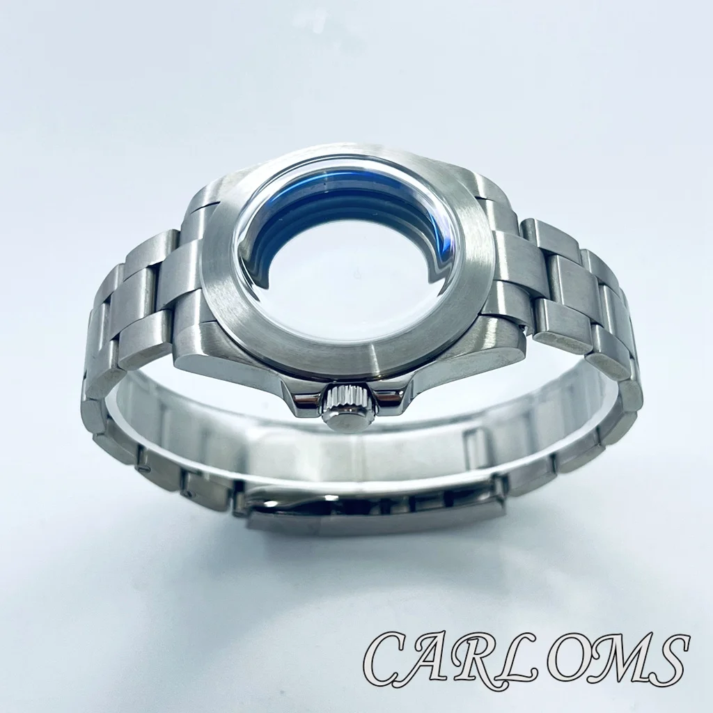 40mm NH34 NH35 NH36 NH70 NH72 ETA2824 PT5000 Watch Case Stainless Steel Brushed Case AR Blue Domed Glass Glide Lock Clasp