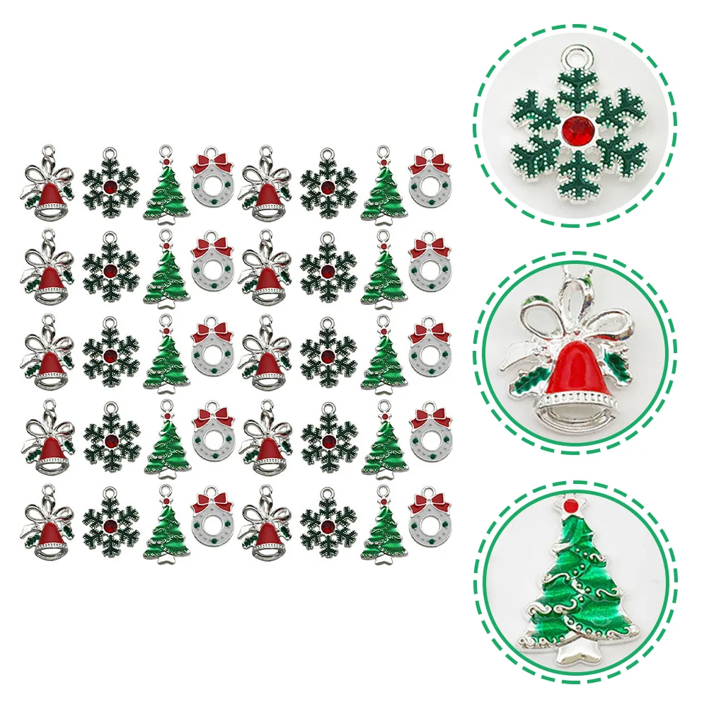 

Snowflake Garland Charms Christmas DIY Pendant Jewelry Bell for Making Xmas Alloy Bulk