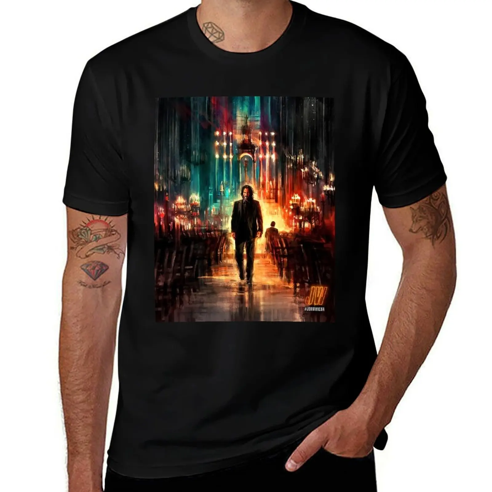 

John Wick Movie, John Wick 4 Movie, JW4 T-Shirt Casual All Match Tee Shirt for Men