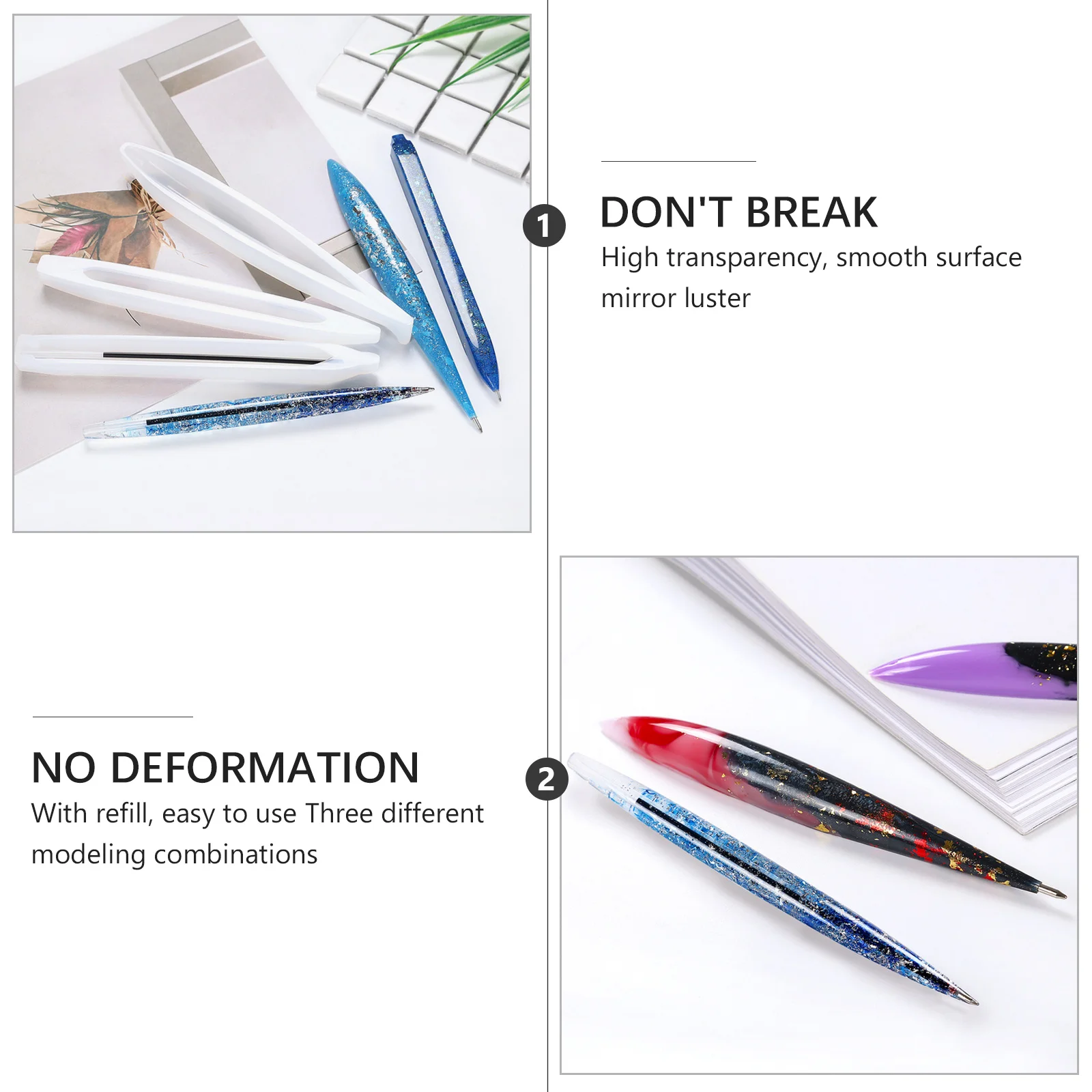 

3 Pcs Ballpoint Mold with Refills Epoxy Molds Silicone Resin Crafts Making Pen Ink Pens Casting Blank