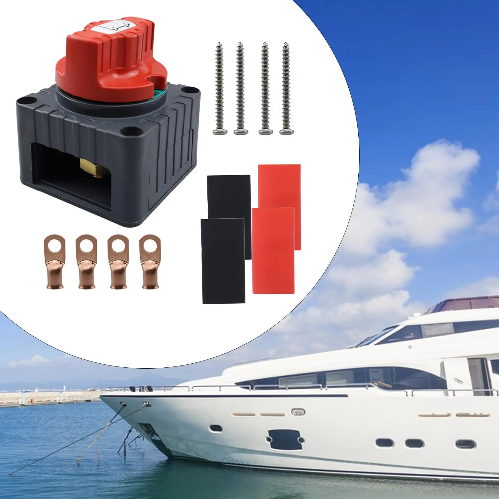 

Battery Power Cut Switch Kit Sturdy Marine Isolator Accessory for Automotive Electrical System Replacement 300A