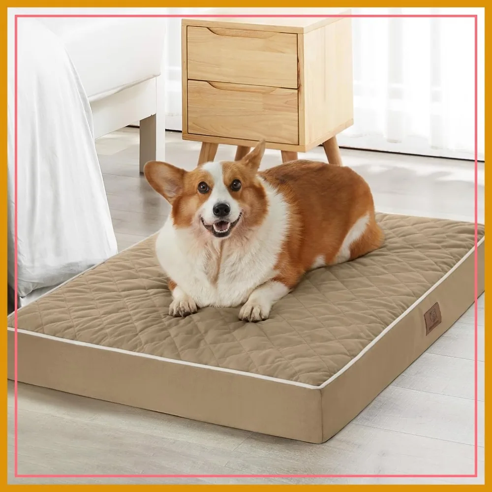 

Orthopedic XXL Dog Bed for Large Dogs, Waterproof with Removable Washable Cover, Multi-Needle Quilting Crate Bed