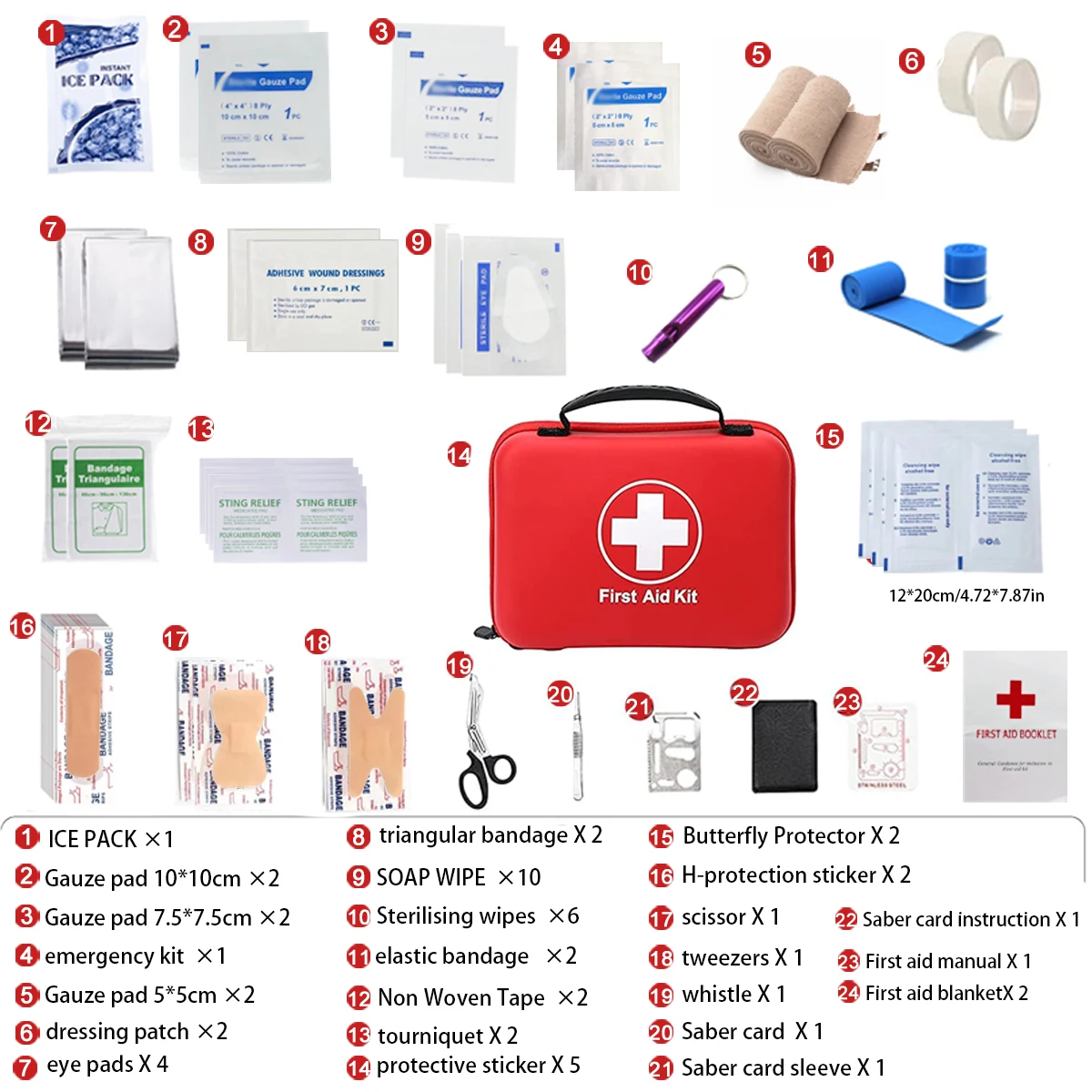 Lightweight and durable First Aid Kit - waterproof portable medical kit with ample storage space for travel and home use