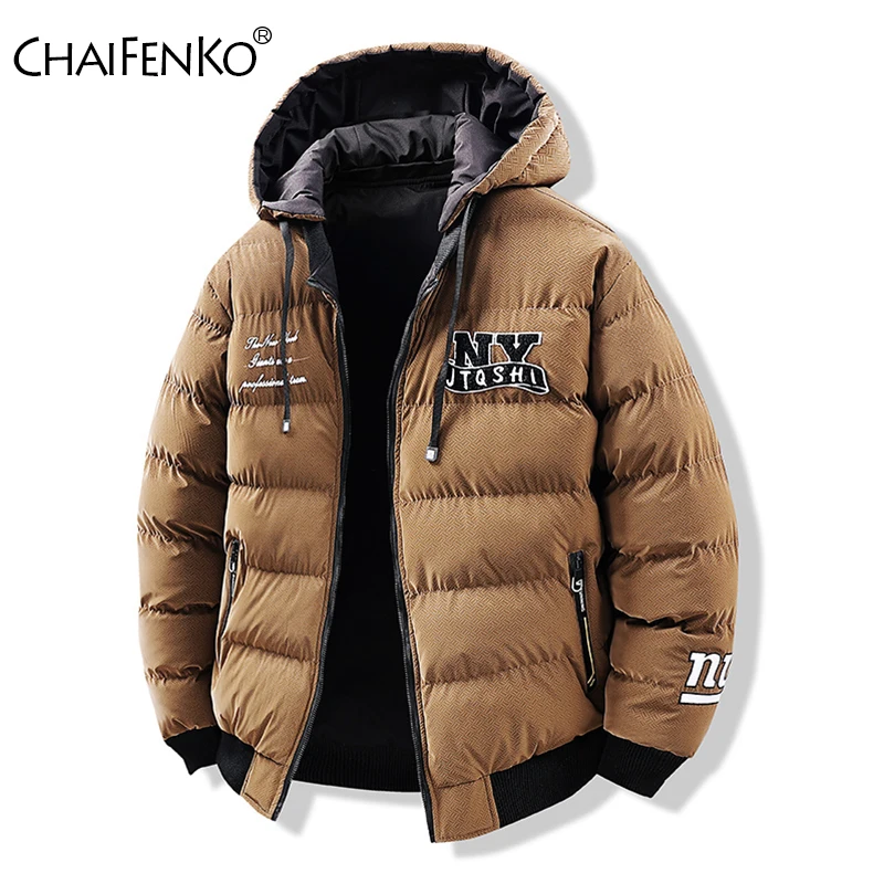 New Fashion Solid Keep Warm Men Coat Outdoors Thickening Removable Hat Jacket Winter Casual Versatile Double Sided Wear Parka