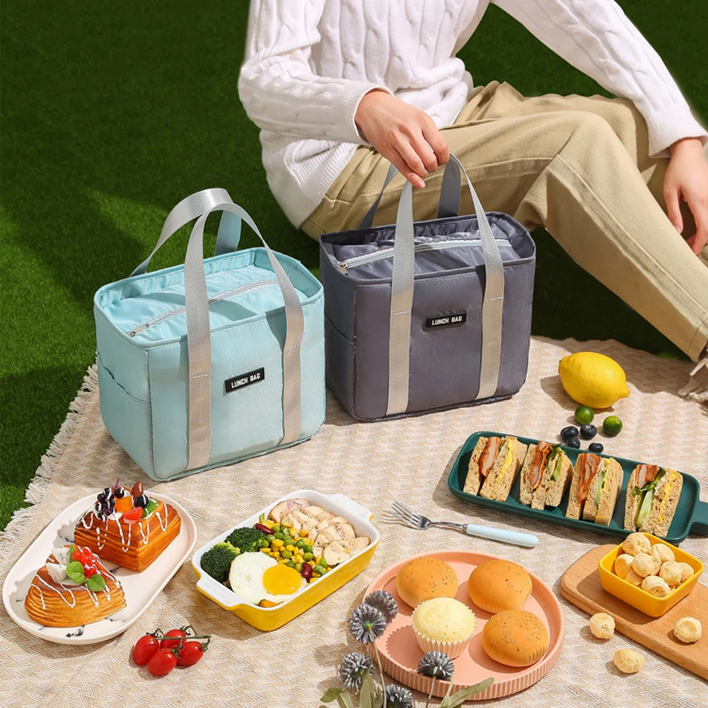 Portable Round Lunch Bag New Thermal Insulated Lunchbox Tote Cooler Handbag Bento Pouch Dinner Container School Food Storage Bag