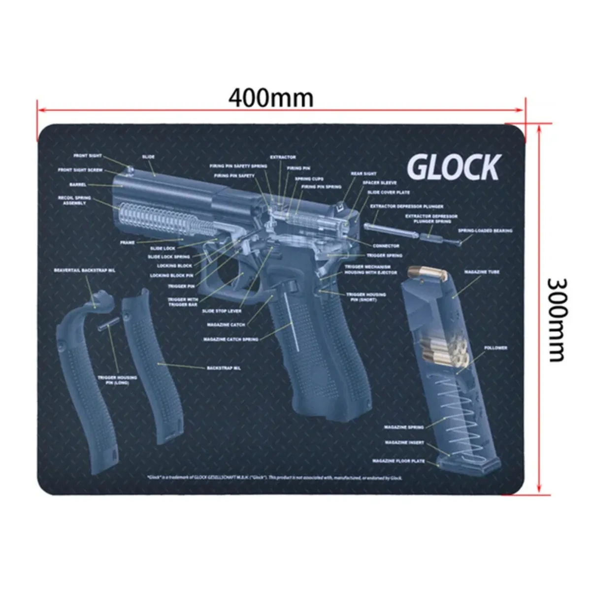 Tactical CZ Shadow 2SA Glock Sig Sauer P250 Punisher P320 P365 Gun Cleaning Mat With Parts Diagram Instructions Mouse Rubber Pad